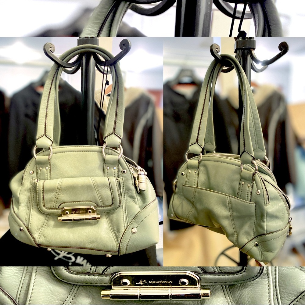 B. Makowsky phenomenal purse, plethora of pockets, butter leather, gold hardware